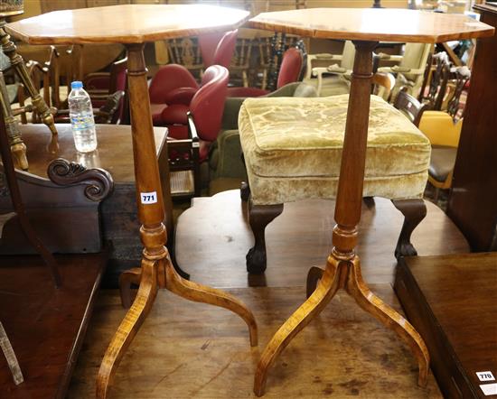 Pair octagonal tripod tables